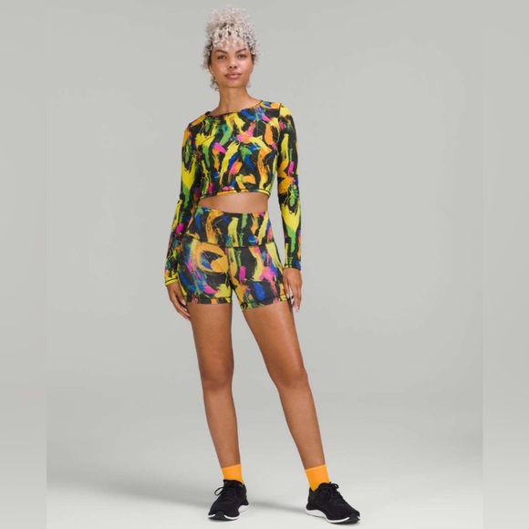 lululemon NWT Wunder train cropped long sleeve sz 4 undertone black multi - Picture 2 of 6